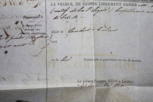 Passport pour capitaine Polonais, Londres à Calais 1820