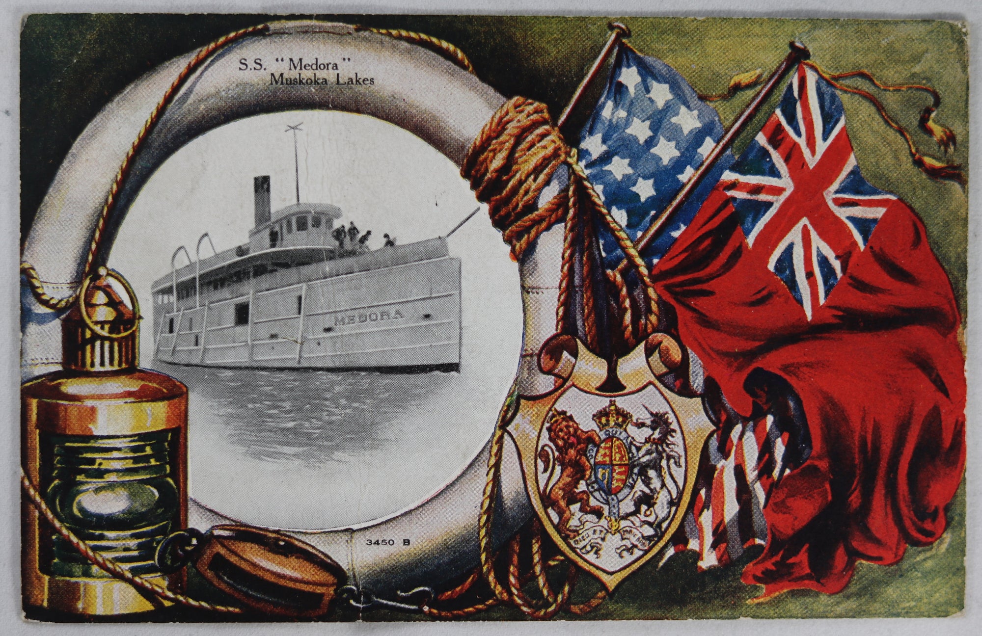 Patriotic postcard S.S. Medora (Muskoka Canada) 1911