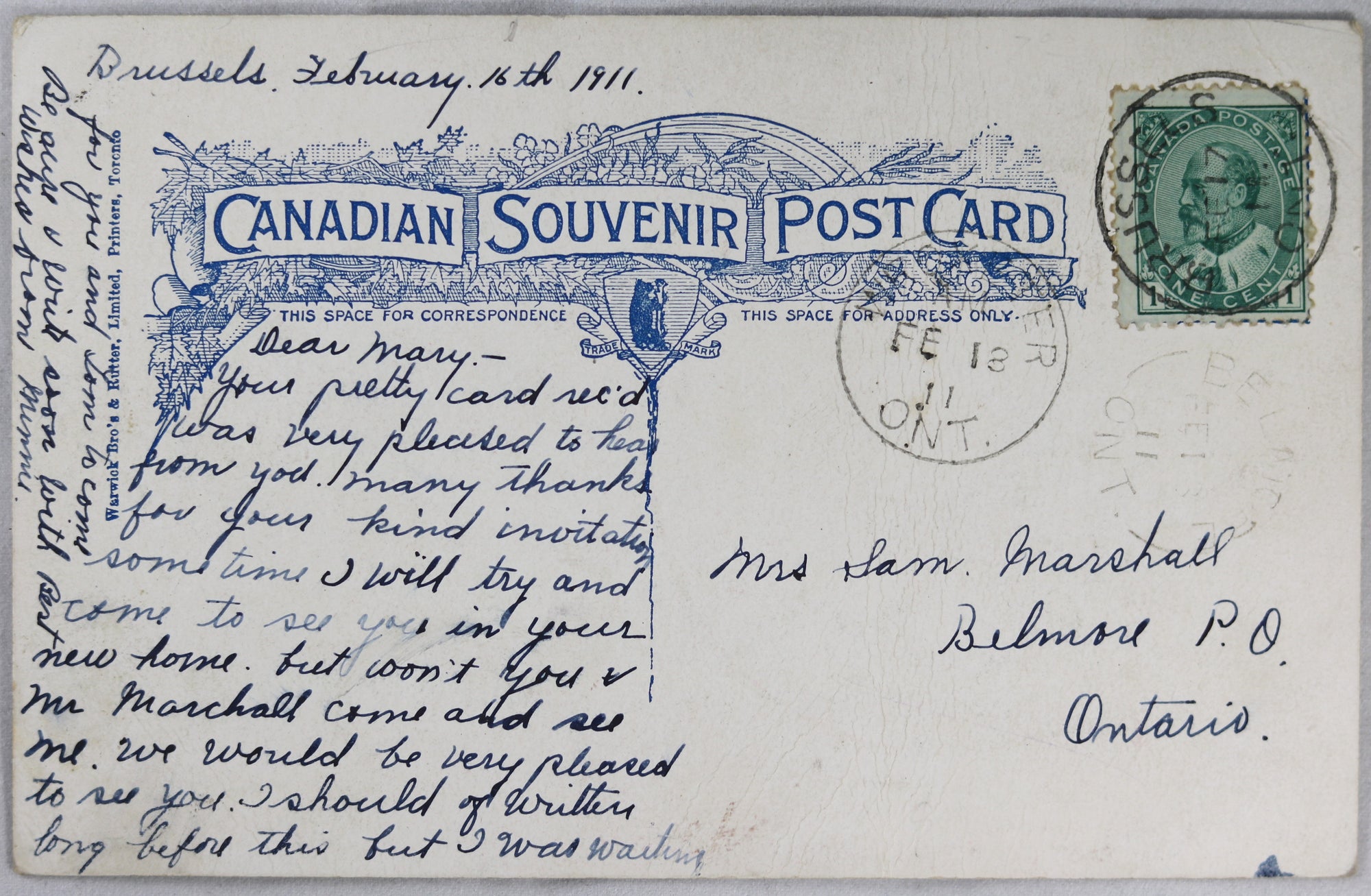 Patriotic postcard S.S. Medora (Muskoka Canada) 1911