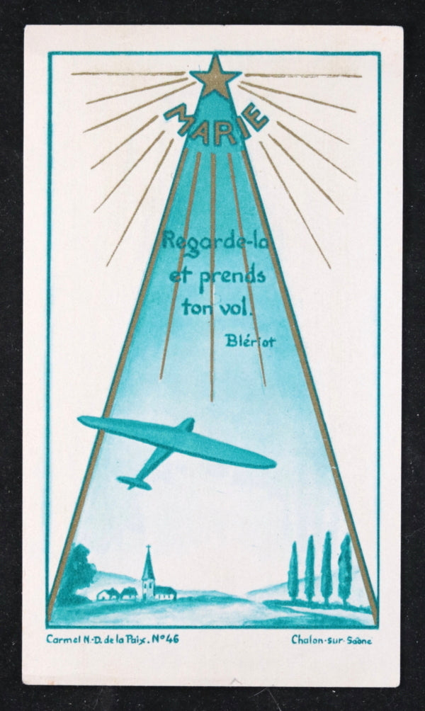 Petite feuille religieuse, prière pour un aviateur à Vierge Marie