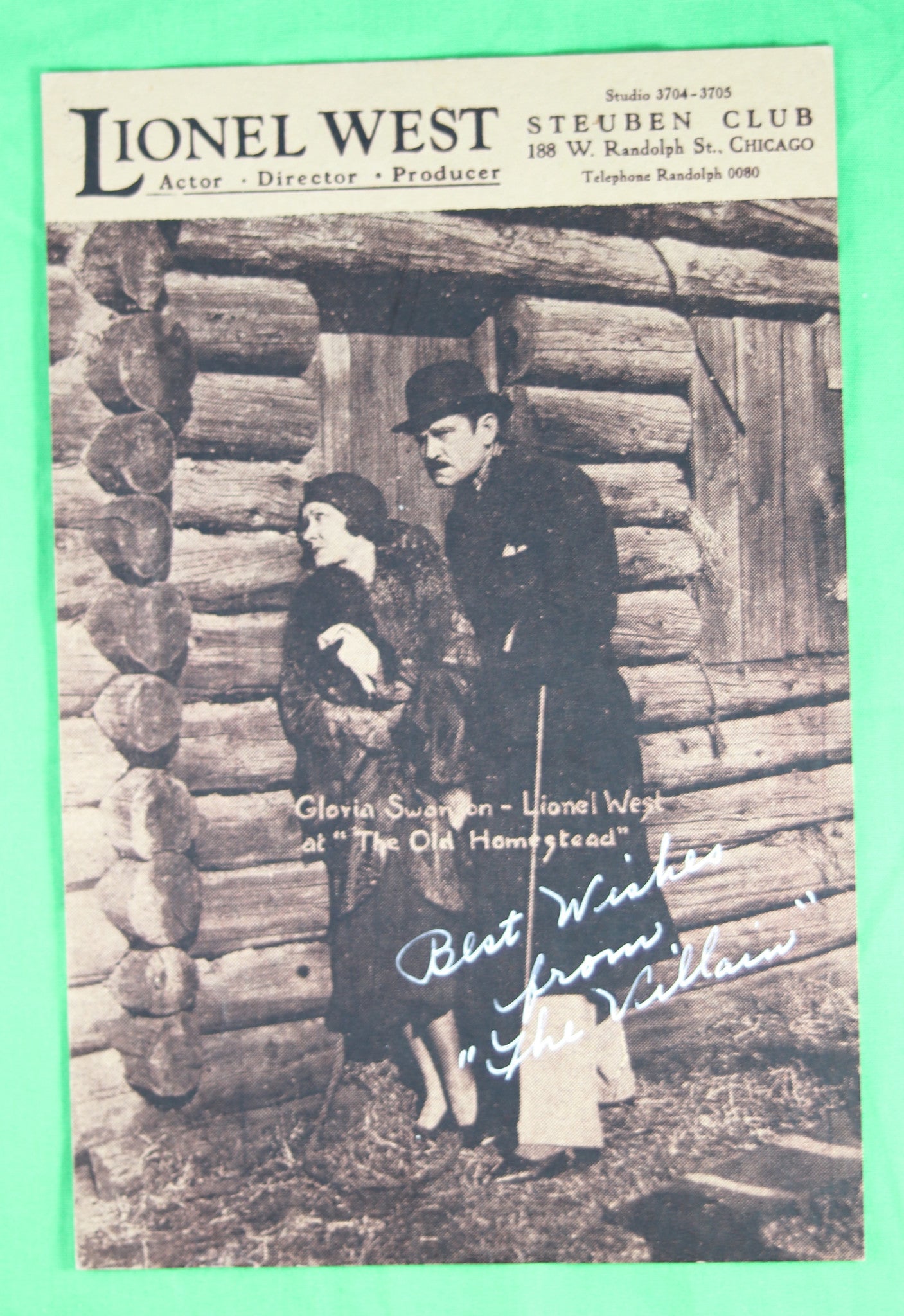 Photo-card Gloria Swanson and Lionel West, actor-director-producer @1930s