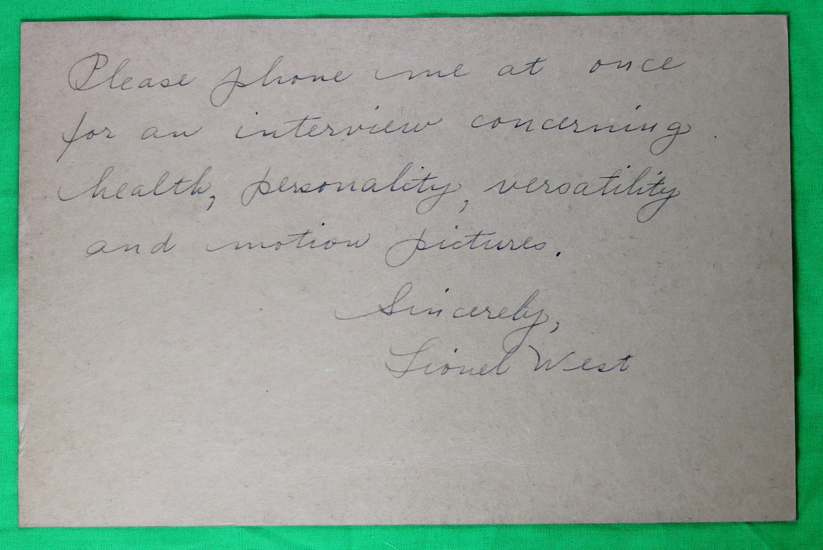 Photo-card Gloria Swanson and Lionel West, actor-director-producer @1930s