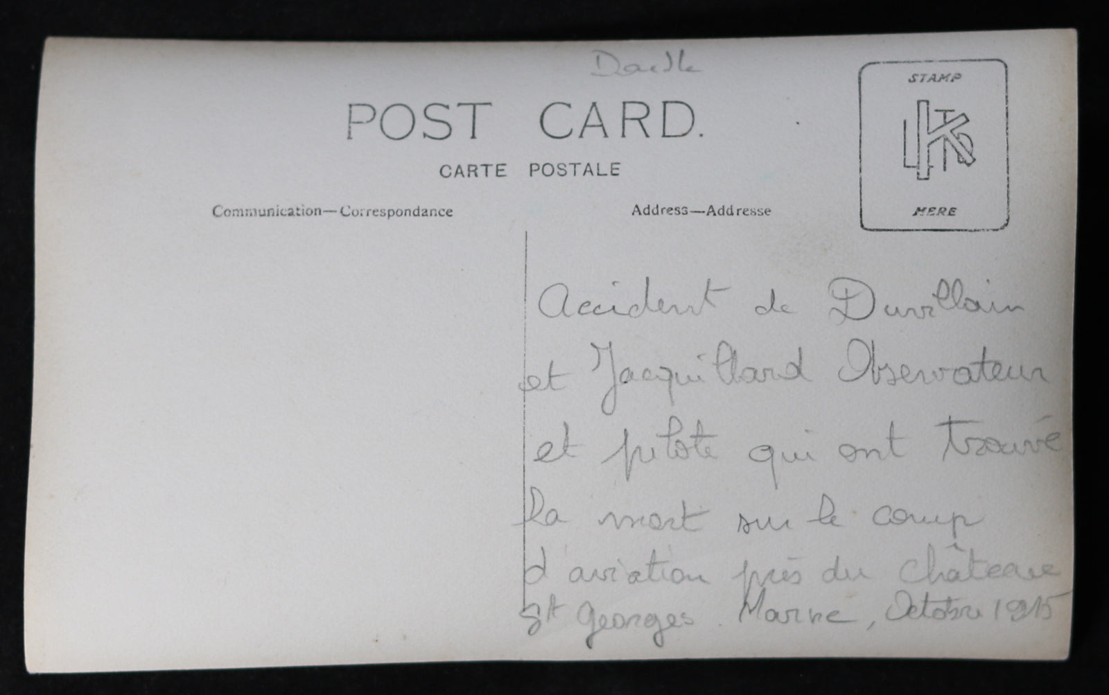 Photo Guerre 14-18 accident mortel avion Voisin escadrille VB-102 1915