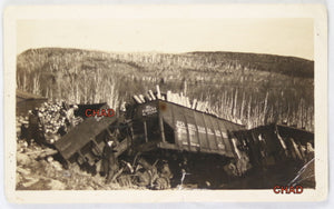 Photo of railcar derailment Ontario ~1940s
