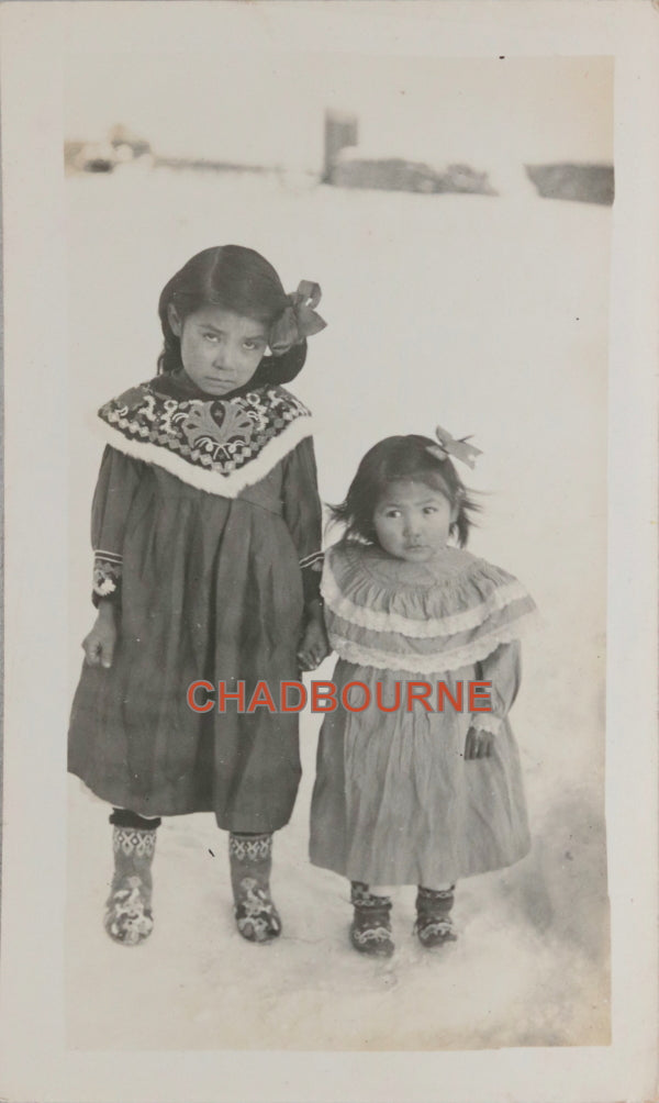 Photo of two Arctic Inuit girls in winter, Alaska c. 1910s Photo of two Arctic Inuit girls in winter, Alaska c. 1910s