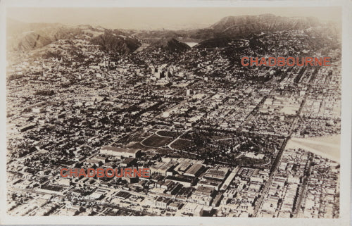 Photo postcard aerial view Hollywood CA c. 1930s by Robert Spence