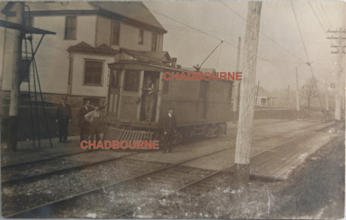Photo postcard early electric trolley car SW Ontario(?) c. 1910s