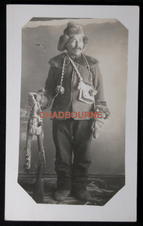 Photo postcard of Arctic Inuit hunter c. 1915