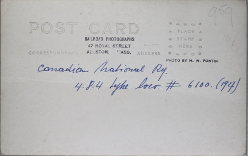 Photo postcard of CNR railway steam locomotive (Canada) c. 1927