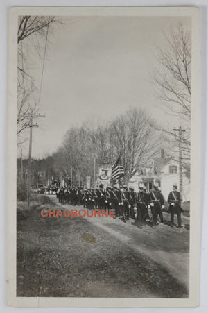 Photo postcard of Odd Fellows parade Farmington Maine (1920s)