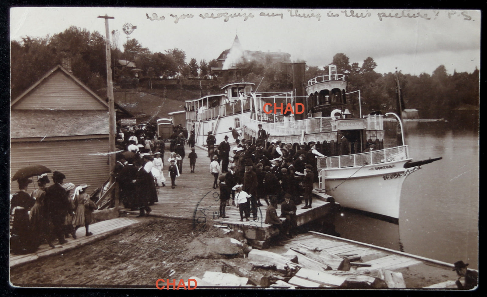 Photo postcard of steamer Dortha, Huntsville Muskoka Lakes Canada 1906
