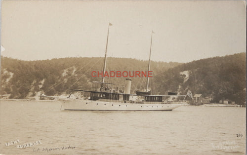 Photo postcard yacht “Surprise” Port Jefferson Harbor, New York c.1905