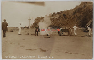 Photo postcard U.S Life Saving Crew drill, Newport Oregon c.1910