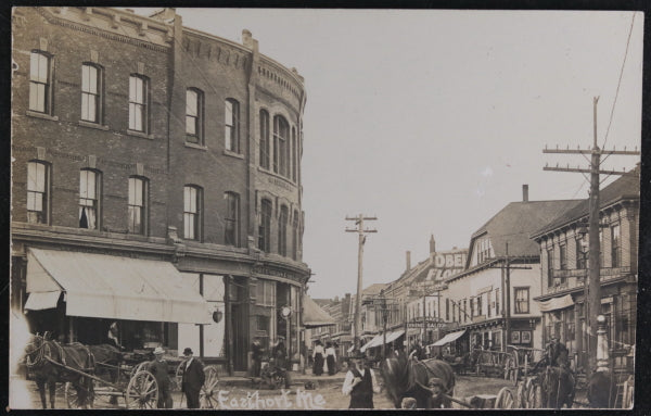 Photo postcard of main street Eastport ME USA c. 1905 Photo postcard of main street Eastport ME USA c. 1905