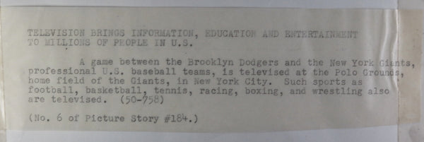 Photo television Brooklyn Dodgers & N.Y. Giants Polo Grounds @1950s