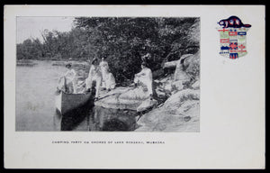 Postcard canoe party Lake Rosseau Muskoka Canada @1900