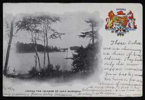 Postcard photo Islands of Lake Muskoka, Ontario Canada 1906
