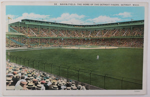 Postcard of Detroit Tigers baseball game at Navin Field c. 1920s