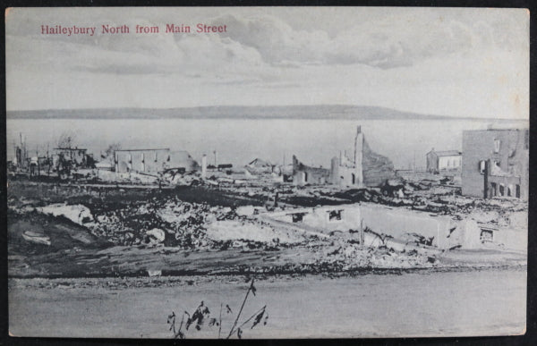 Postcard with image of Haileybury Ontario after the Great Fire of 1922