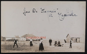 Postcard with photo of a farm tennis game Napinka Manitoba c.1909