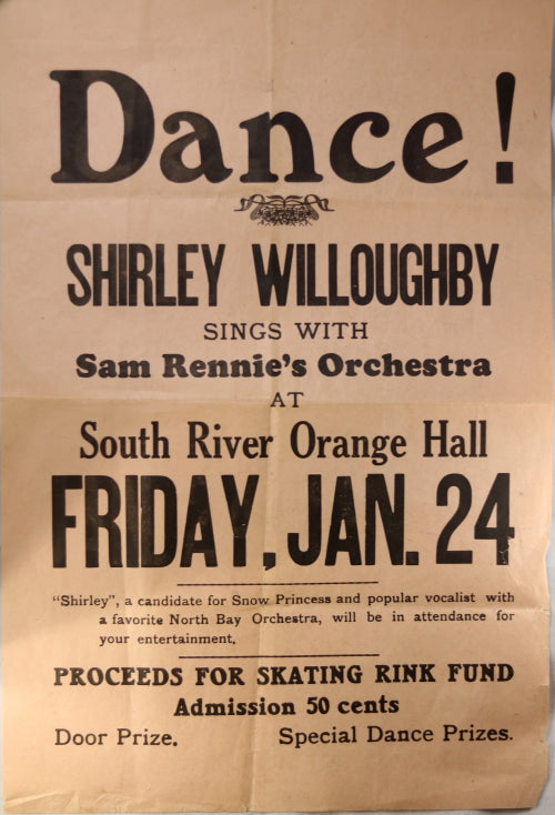 Poster for dance at South River Orange Hall (Northern Ontario) c.1947