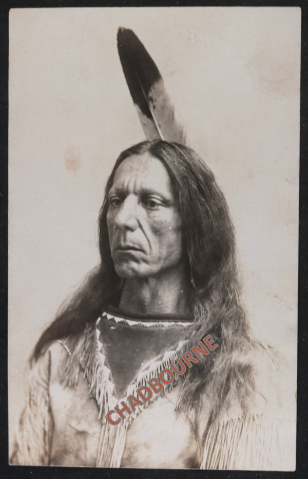 Pre-1920S photo postcard of Native American man in buckskin Pre-1920S photo postcard of Native American man in buckskin