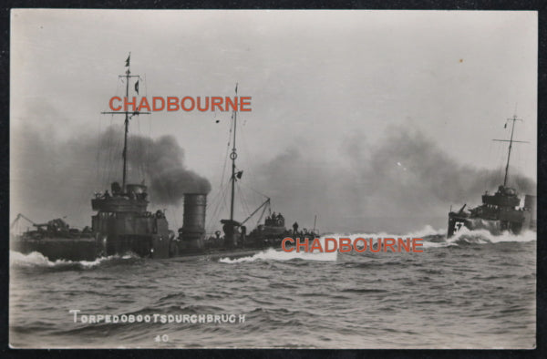 Pre-WW1 photo postcard of German torpedo boat at sea