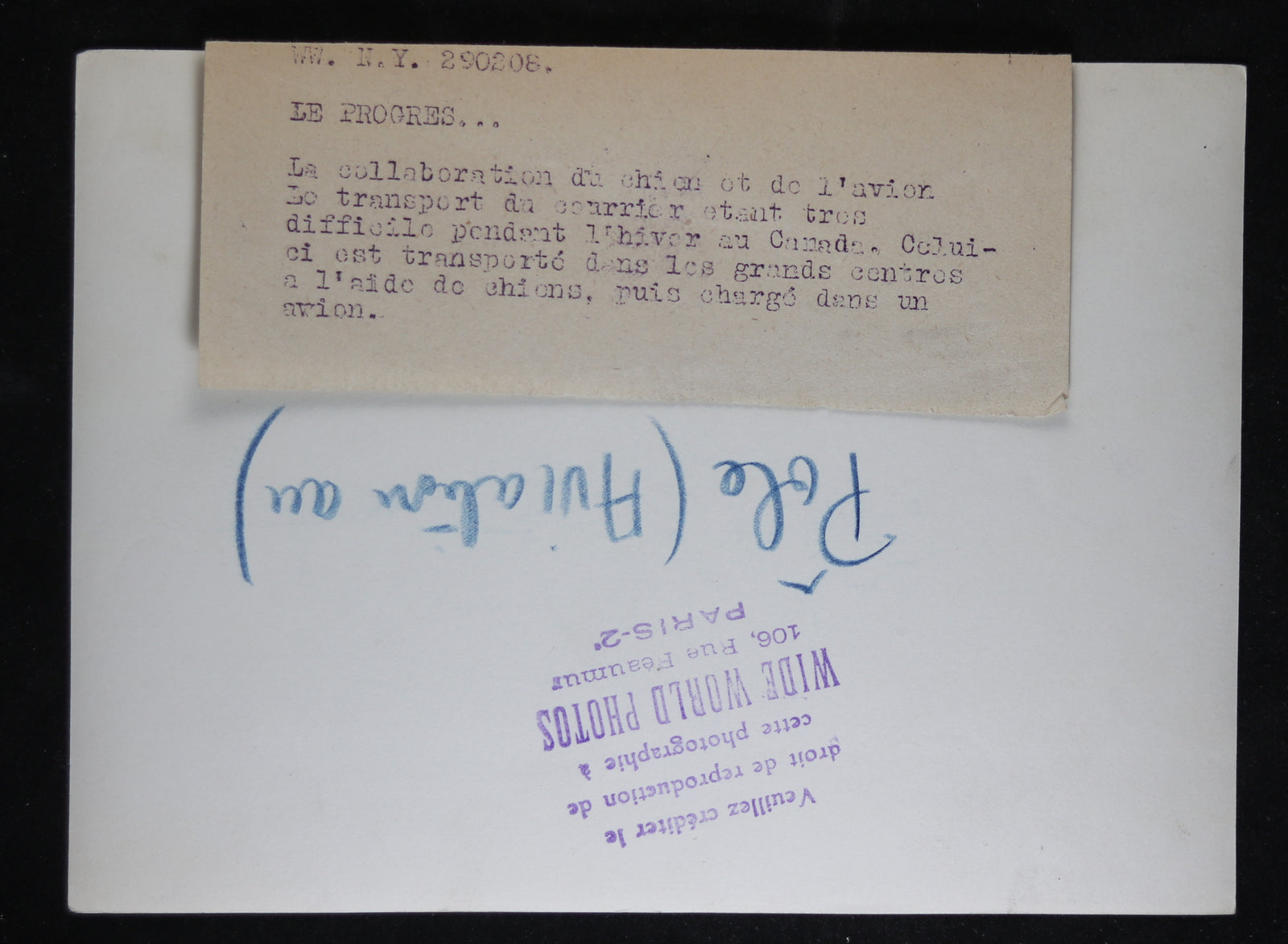 Press photo dog sled used for mail transport Canada 1930s