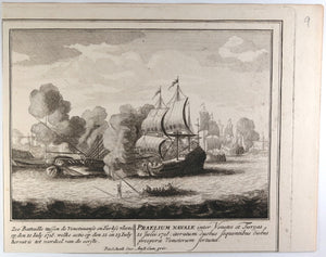 Print of Naval Battle between Venetian and Turkish Fleets, July 21st 1718 (@1730)