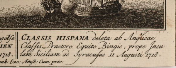 Print of the Naval Battle of Cape Passaro...1718' @1730