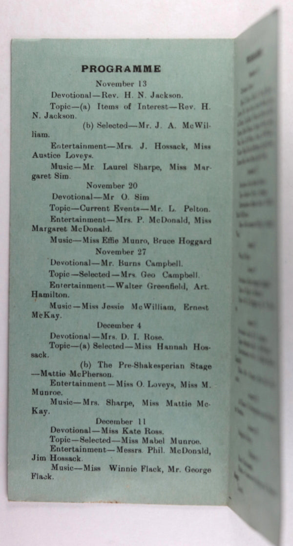 Programme Congregational Church - Young Peoples Society 192324 (USA)