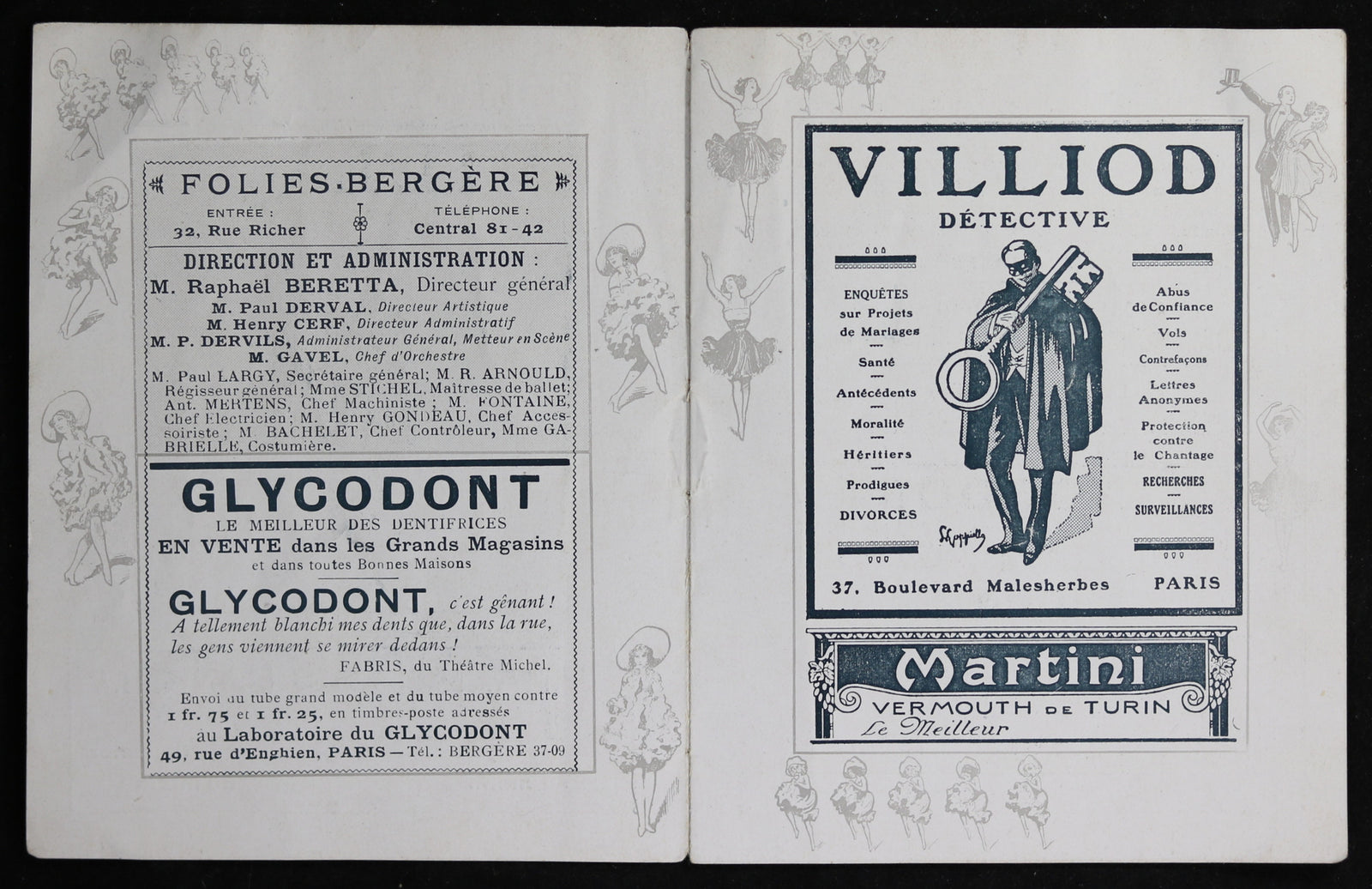 Programme pour Folies-Bergère avec publicités @1916