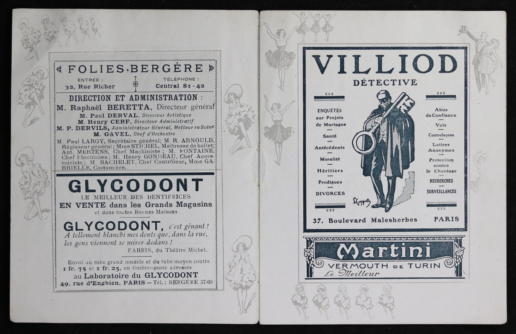 Programme pour Folies-Bergère avec publicités @1916