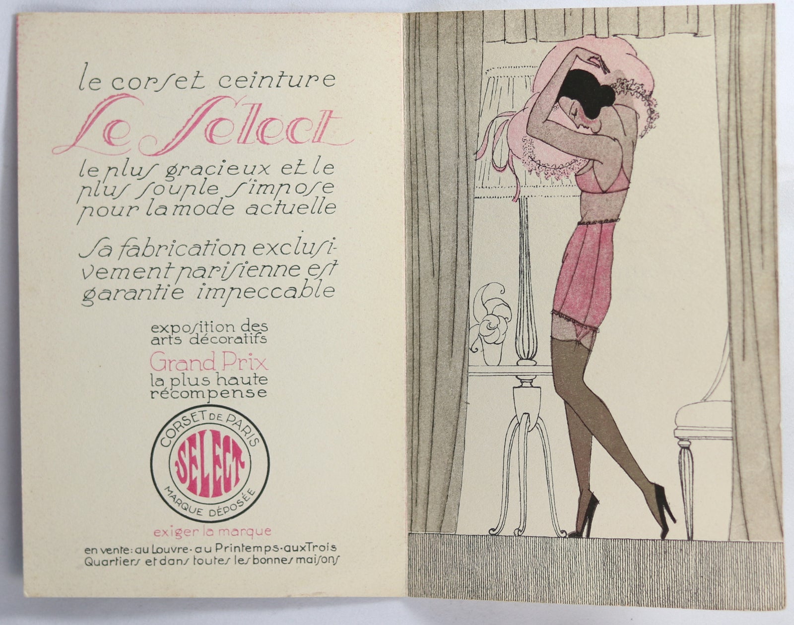 Publicité Art Deco pour corset ceinture ‘Le Select’