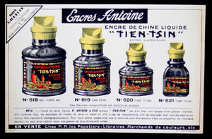 Publicité Encres Antoine  - Encre de Chine liquide TIEN-TSIN @1920