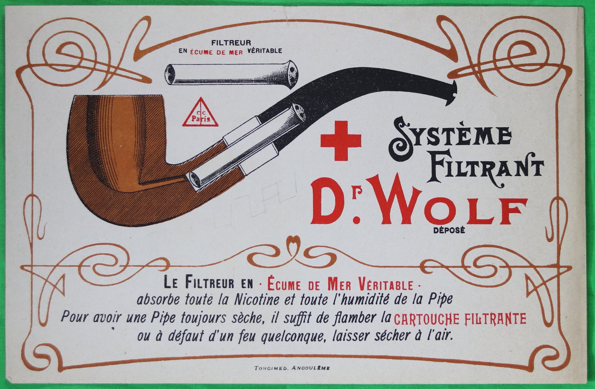 Publicité Système Filtrant pour pipes Dr. Wolf @fin XIXeme