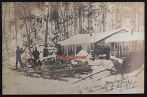 Quebec Canada carte postale photo chantier forestier c. 1910