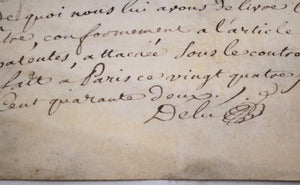Quittance pour charge d'archer cavalier (maréchaussée) 1742 Paris