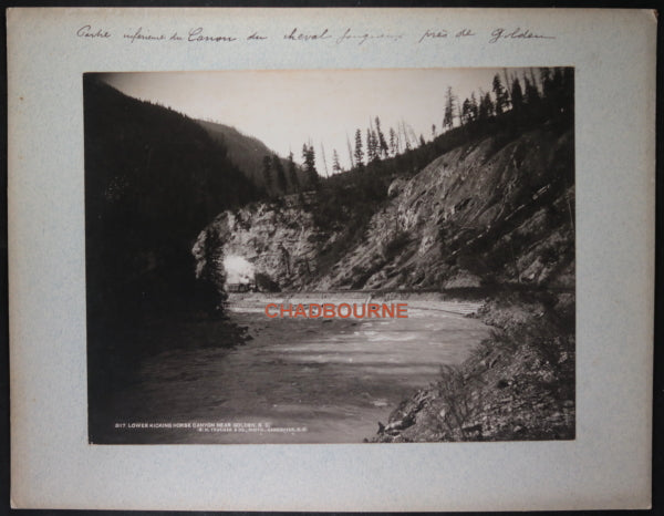 R.H. Trueman photo steam engine Lower Kicking Horse Canyon B.C.  c1899