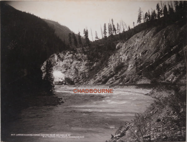 R.H. Trueman photo steam engine Lower Kicking Horse Canyon B.C.  c1899