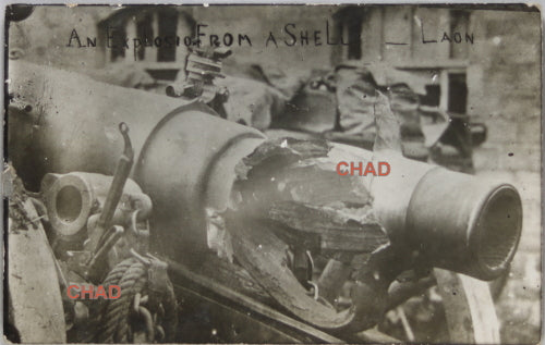 RPPC WW1 photo postcard of destroyed artillery cannon RPPC WW1 photo postcard of destroyed artillery cannon