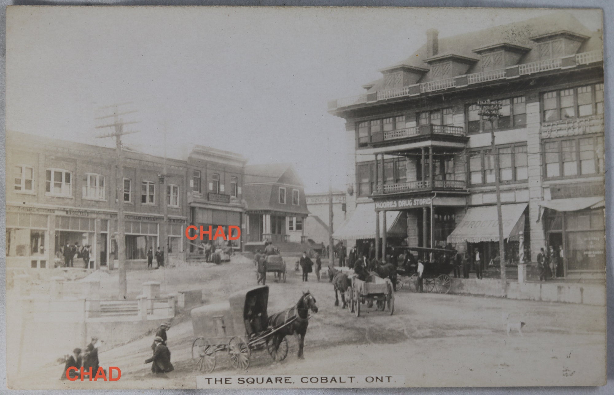 RPPC photo The Square (downtown) Cobalt Ontario @1910