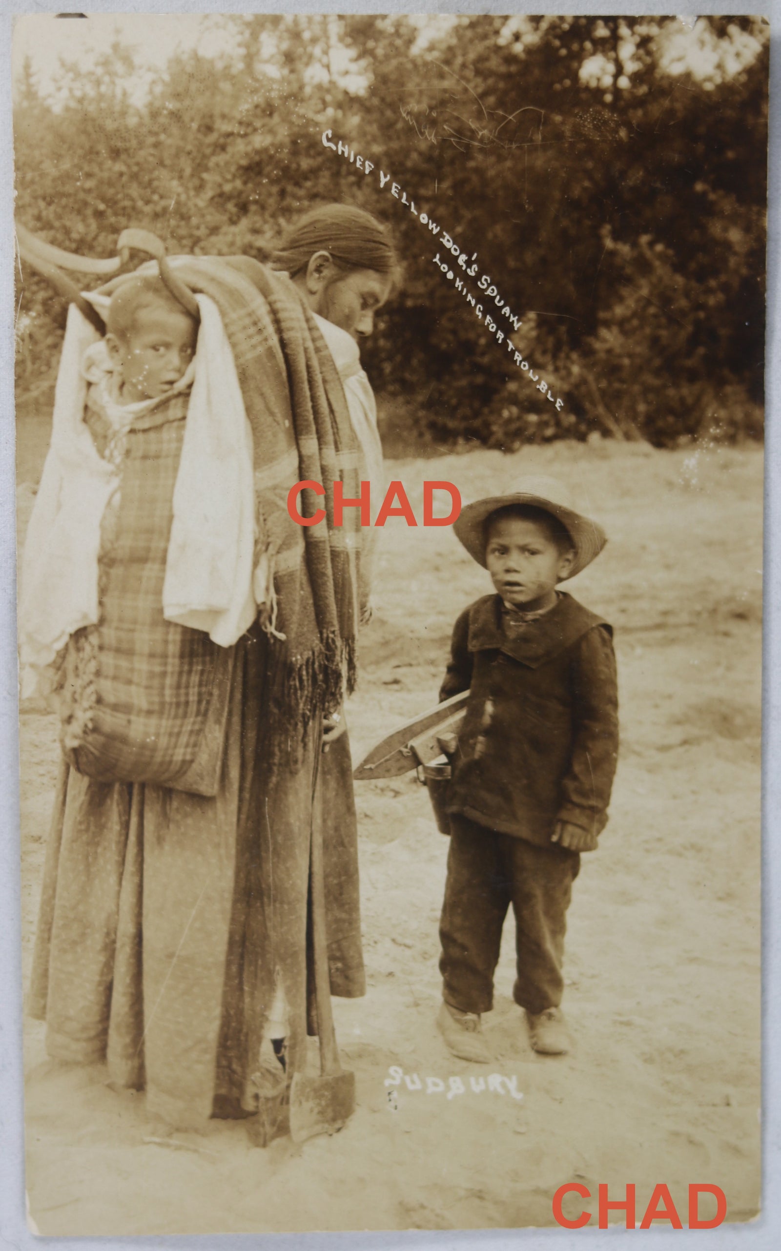 RPPC photo aboriginal woman with children Sudbury Ontario @1910