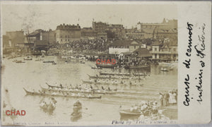 RPPC photo postcard Indian Canoe Race Victoria B.C. c. 1905