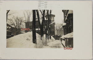 RPPC photo postcard of Montreal after snowstorm 1908