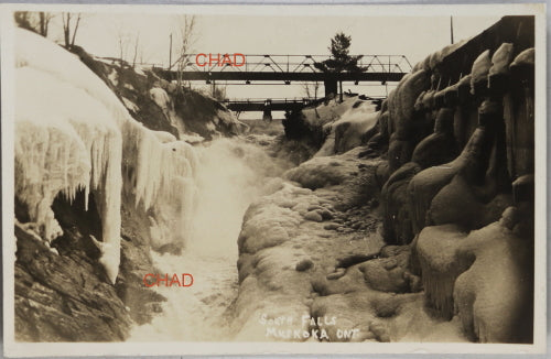 RPPC photo postcard of South Falls Muskoka Ontario (Canada) 1930s RPPC photo postcard of South Falls Muskoka Ontario (Canada) 1930s