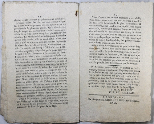 Rapport sur événements à Bordeaux durant La Terreur (1793)
