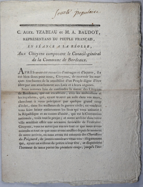 Réprimation Fédéralistes de Bordeaux durant La Terreur (1793)