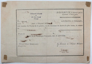 Révolution France 1795 billet sortie soldat Hôpital St Jean