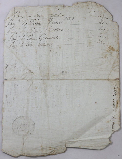 Révolution 1795 certificat d‘indigence pour citoyenne de Bordeaux Révolution 1795 certificat d‘indigence pour citoyenne de Bordeaux